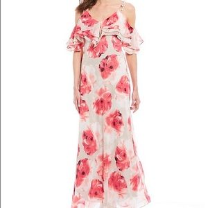 Calvin Klein floral print cold shoulder maxi dress